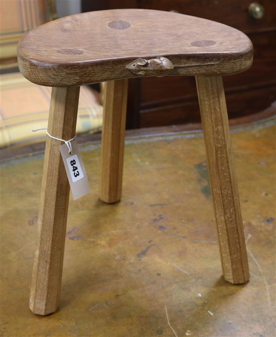 A Robert Thompson Mouseman stool, 35cm high